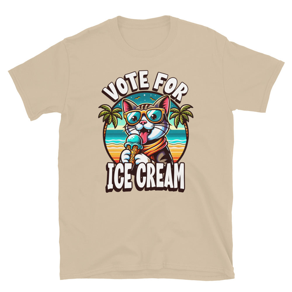 Vote For Ice Cream Cat TShirt - Sand Color - https://ascensionemporium.net